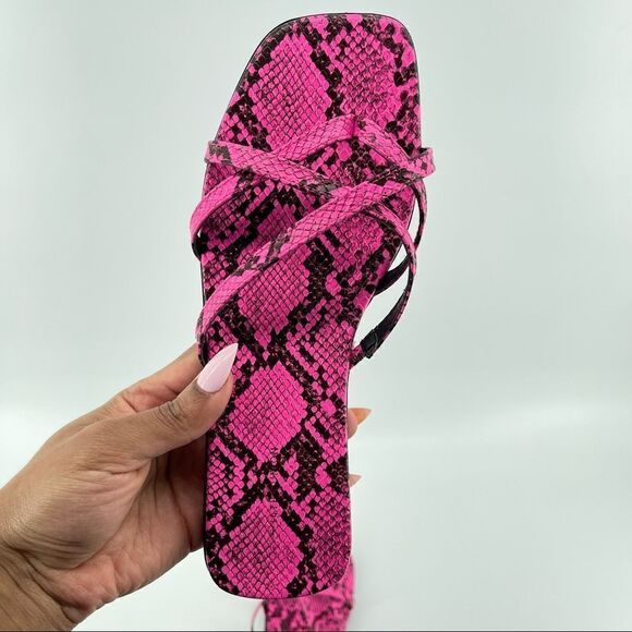 14th & Union Caite Pink Animal Print Square Toe Thong Slide Sandals Size 8.5 - Picture 15 of 16